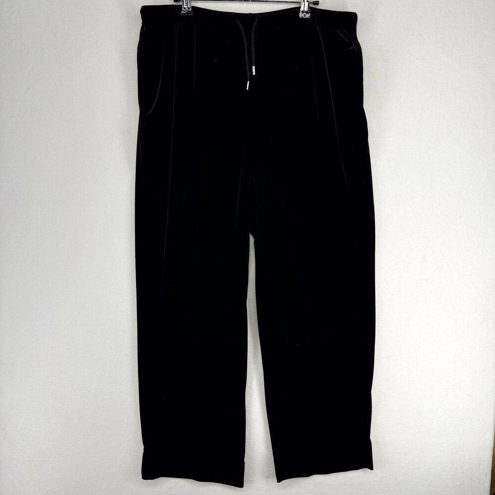 Sag Harbor Black Velvet Sweat Pants Lounge Pants Womens Size XL